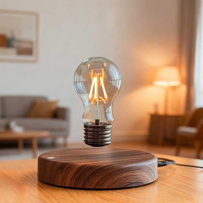 Magnetic Levitating Bulb Floating Light Lamp Night Light for Home Office Desk Ambiance Lighting Creative Gift for Birthdays, Christmas and Valentine's Day