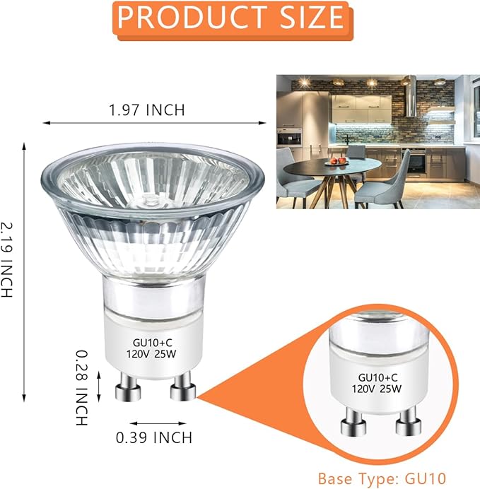 Halogen Bulb 25 Watt GU10 120V NP5 Replacement Bulb for Candle Warmer, Scent Wax Burner, Fragrance Melt, JDR Dimmable, Warm White 2700K Pack of 4
