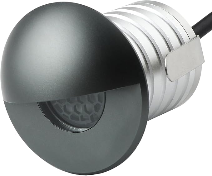 LED In-Ground Step Light- Half Moon Anti-Glare, 3W 12V-24V DC, Recessed Wall Lights, IP67 Waterproof, Buried Underground Outdoor Landscape Lighting,Warm White 3000K(1 Pack)