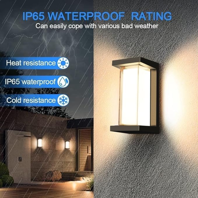 Juyace 18W Exterior Lighting Fixtures 6 Pack Budget-Friendly Outdoor Porch Lights Modern Black Sconces Wall Mount 1800Lm 3000K IP65 Waterproof for Garage House Patio Front Door Entryway