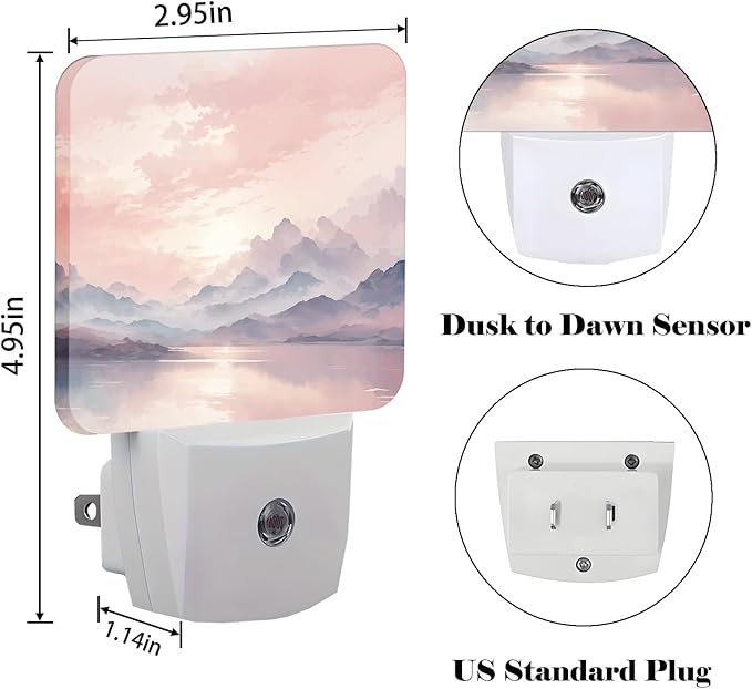 Mountain and River Night Light,Plug Into Wall with Dusk to Dawn Light Sensors, Warm Nightlights for Bedroom, Bathroom, Hallway, Kitchen, Gifts Ideal for Boys Girls Women Men