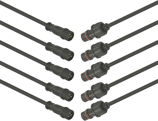 3pin Waterproof Connector,20AWG IP68 3Pin Male Female Plug LED Connector,with 30CM Extension Cable for Car,Indoor/Outdoor LED Strip Lights.