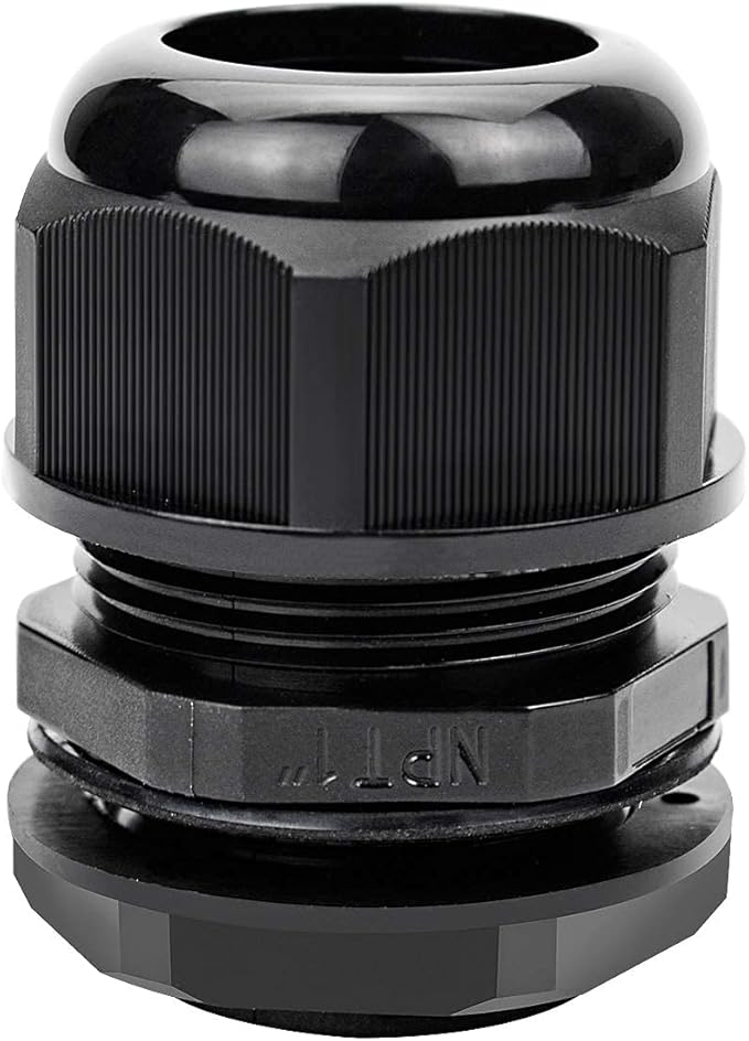 XHF 2 Pcs 1" IP68 Strain Relief Nylon Cord Grip Waterproof NPT Cable Glands Adjustable UL Listed and RoHS Compliant (Black)