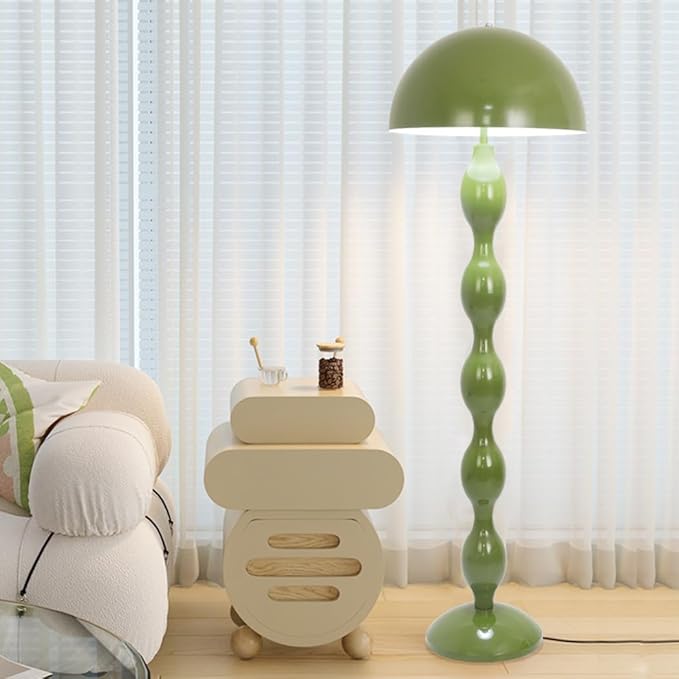 Floor Lamp Creative Green Mushroom Lamp, Standing Lamp with Foot Switch, Creamy Style Modern Tall Lamp for Living Room, Bedroom, Office, Corner, E26/E27 Bulbs Compatible