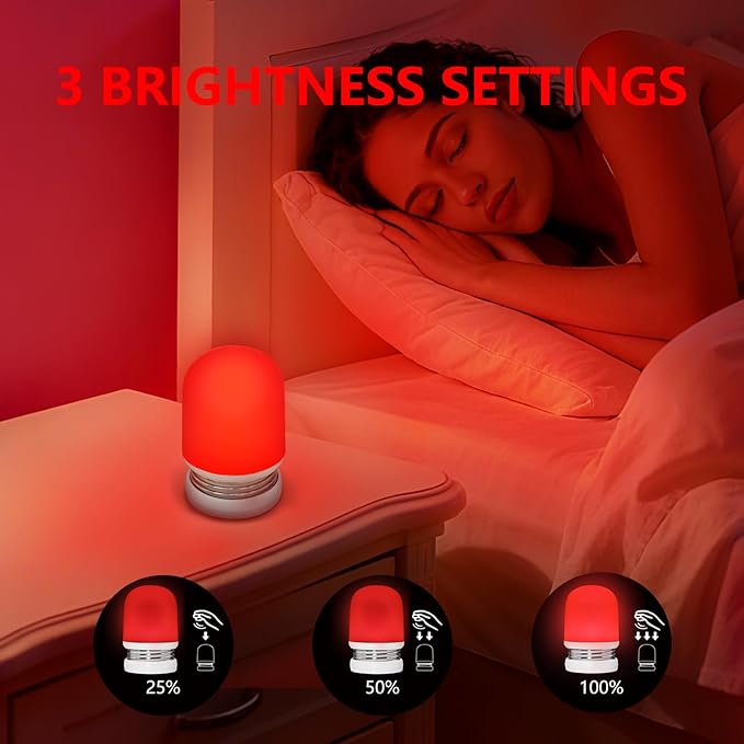 Red Night Light - 670nm Red Light Sleep Lamp for Bedside Sleep - Rechargeable Night Lamp for Bedroom - No Blue Light Lamp - Portable Rechargeable Night Lamp for Sleep, Relaxation, Yoga, Travel