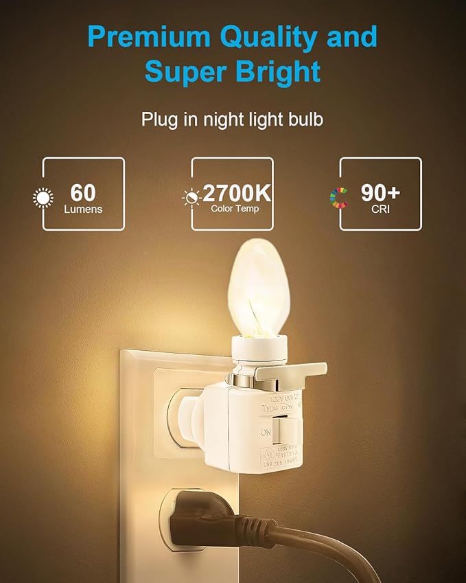 Night Light Bulb Warm White Replacement Bulbs - E12 Light Bulbs - 7Watt Incandescent Light Bulbs - 15 Packs, Warm White Glow - Dimmable (Night Light Bulbs 7 Watt)