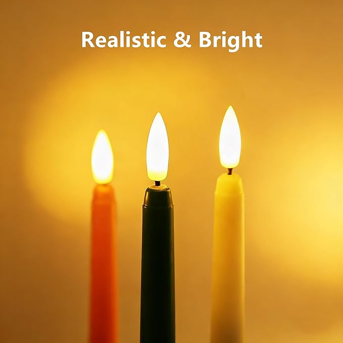 Red Flameless Taper Candles with Remote, Christmas LED Candlesticks Battery Powered Flickering Set of 6