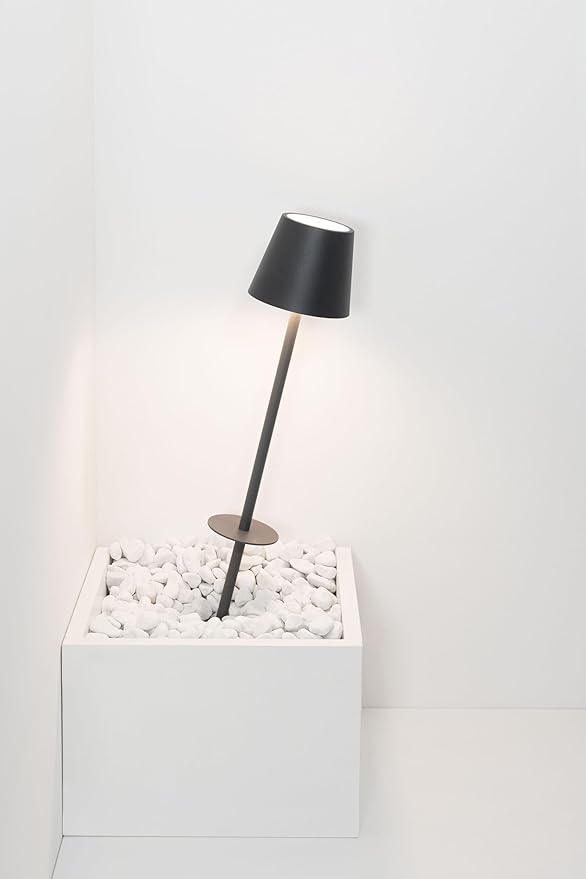 Zafferano, Poldina Peg Pro Magnetic, Rechargeable Cordless Garden Lamp with Touch Controls, Suitable for Garden,Patio and Pathways, Dimmer, 2200-3000 K, Height 23.6 Inches, Dark Grey Color