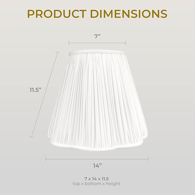 Royal Designs, Inc. BS-754-14WH-2 Bottom Scallop Gather Pleat Basic Lamp Shade, 7 x 14 x 11.5, White, 2-Pack
