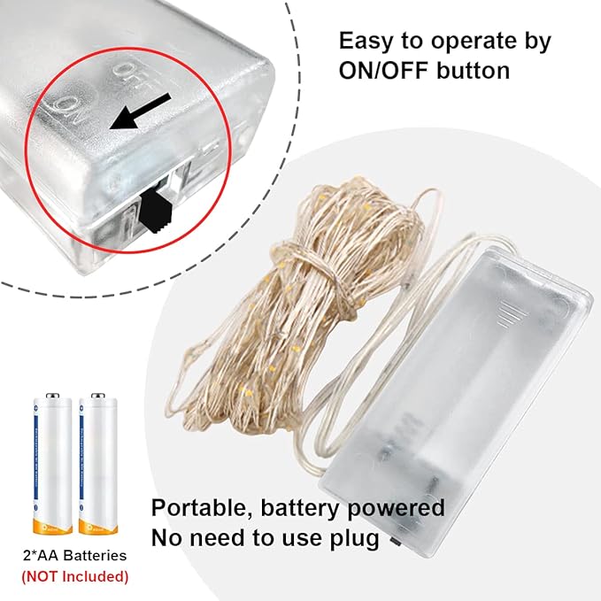 Fairy Lights Battery Operated Firefly Twinkle String Lights Mini 6Pack Cooper Wire 6.6ft 20L Indoor Waterproof for Bedroom Christmas Easter Halloween Parties Wedding (Warm White)