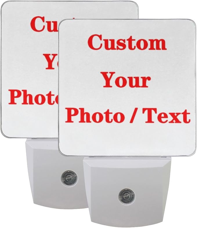 Custom Night Light with Your Own Pet Photo Personalized Plug in Night Lights Auto Sensor Customlized LED Night Light Gifts for Room Bedroom Bathroom 2 Pack