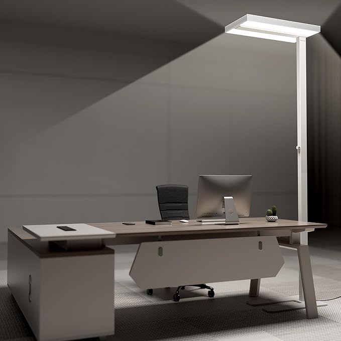 Honeywell 16000LM LED Floor Lamp, 02E Max Sunturalux Eye-Caring Reading Standing Light, 155W Modern Natural Daylight 4000K Dimmable 77" Tall Floor Lamps for Living Room Kids Study Home Office