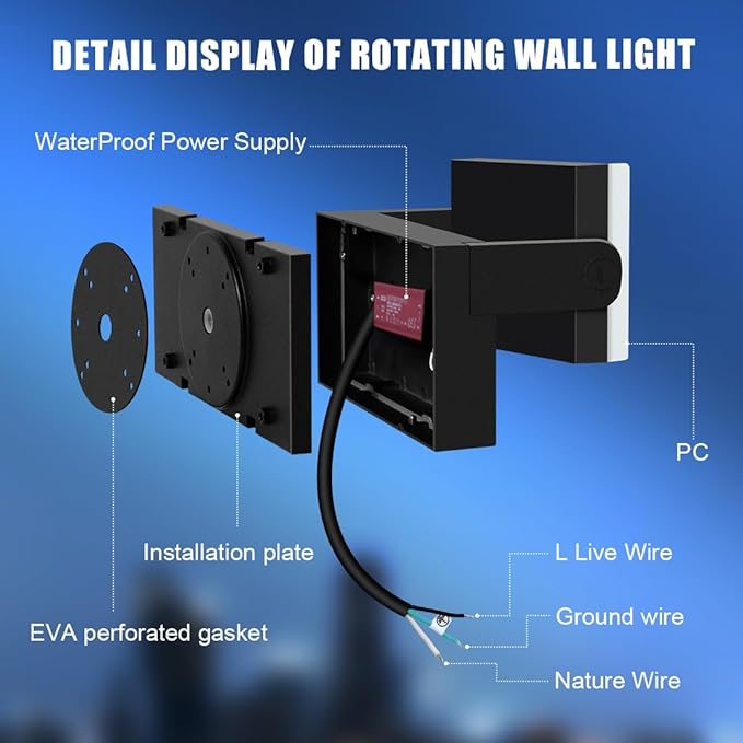 Juyace 60W LED Flood Lights Outdoor Wall Pack Light No photocell Lighting Fixtures for House 360° Rotational 6000lm 5000K IP65 Waterproof Modern Security Floodlights for Above Garagee 2Pack