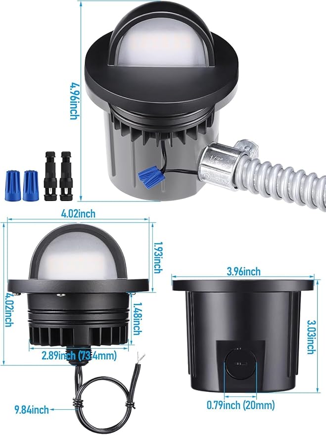 LEONLITE 5W Low Voltage In-ground Well Lights, LED Landscape In Ground Lights, 12-24V AC/DC, CRI90, ETL Listed, IP67 Waterproof, Aluminum, 3000K Warm White, Pack of 6