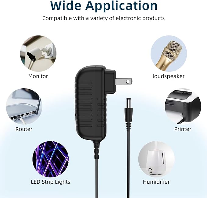 24V AC Adapter Charger Compatible with Govee H6078 RGBIC Floor Lamp LED Wi-Fi App Control Smart lamp Power Supply Cord Mains PSU