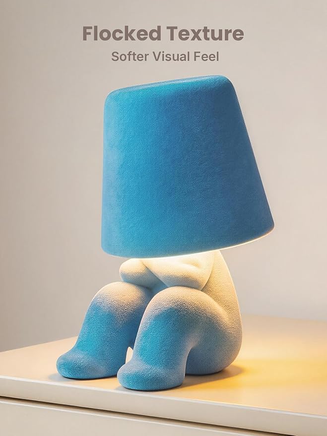 Modern Table Lamp for Youth: Rechargeable Cute Light for Kids Child Teen - Gift for Birthday Christmas Halloween Easter (Blue)