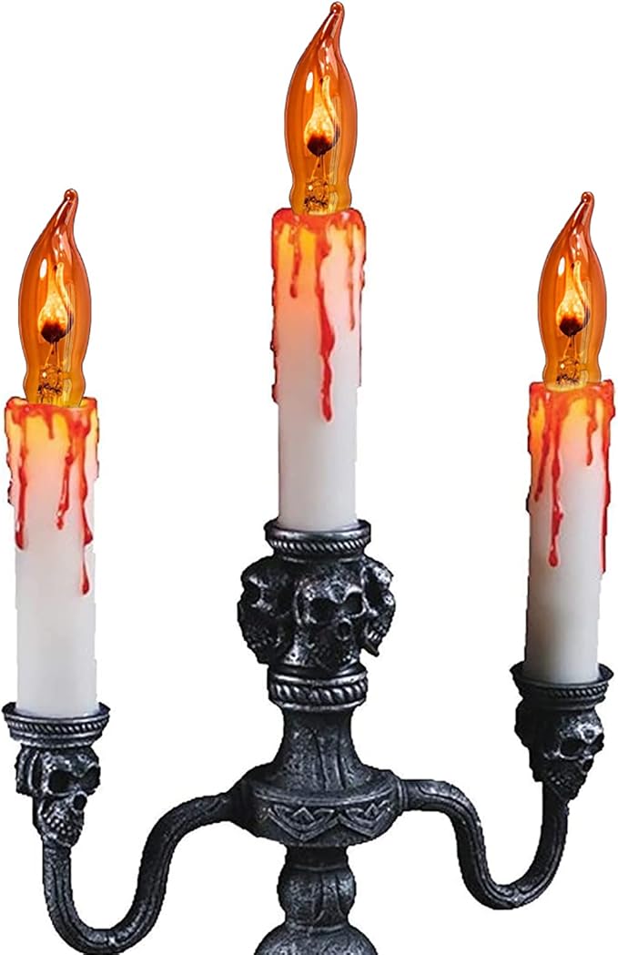 Halloween Orange Flicker Flame Light Bulbs-1 Watt/120 Volts/ E12 Candelabra Base, C18 Flickering Flame Night Light Bulbs for Outdoor Christmas String Lights Window Candles Chandeliers-12 Pack
