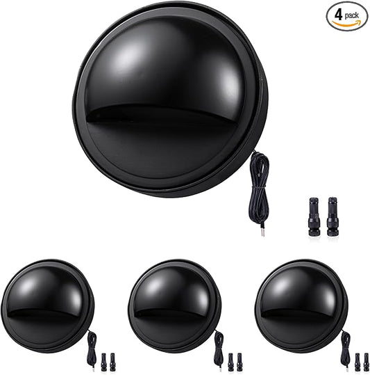 Gardenreet Low Voltage Deck Lights - Solid Brass Landscape Step Lights LED, 12V Hardwired IP65 Waterproof, Outdoor Black Round Lighting for Stair Fence Wall Yard Without G4 Bulb 4 Pack