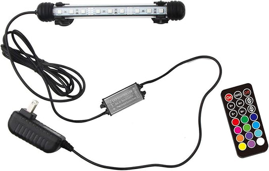 LED Aquarium Light, 7.5inch Colorful Fish Tank Light Submersible Underwater Crystal Glass LEDs Lights, 9 LEDs Beads, Brightness Adjustable Memory Function, LED Light bar Stick for Fish Tank