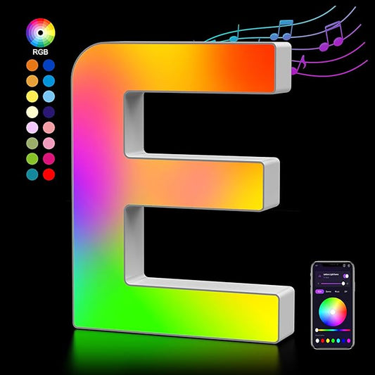 OJQ Light Up Letters LED Letter - Marquee Letters Party Decor House Decorations Music Sync Color Change Colorful - Christmas Birthday Gifts for Girl - Teen Girls Gifts Party Home Wall Decor