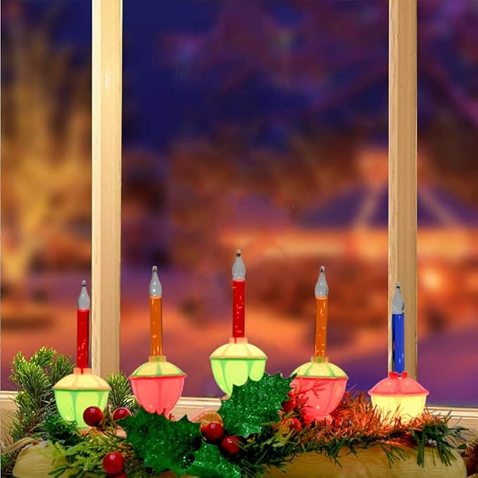 GOOTHY 5 Light Bubble Candle Lamp, Plug in Christmas Electric Window Candles with 6 Multicolor Bubble Light(1 Spare), E12 Base Christmas Bubble Candle Lamp for Holiday Party Home Window Decorations