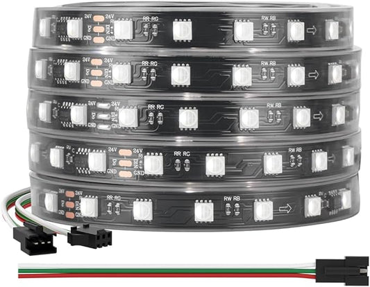 BTF-LIGHTING WS2814 IC RGBW RGB+Cool White (Similar WS2812B) Addressable DC24V 16.4FT 60LED/m 10pixel/m Flexible 4 Colors in 1 Dream Color LED Strip IP67 for Home Decor (No Adapter or Controller)