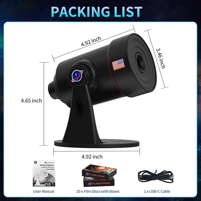 [2025 8th Gen] Star Projector, Galaxy Projector for Bedroom Night Light with Timer, Solar System Realistic Space Planetarium Projector Moon Lamp, Room Decor for Ceiling Kids Adults