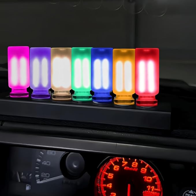 Retro Car Lamp, Touch-Adjust USB LED Automotive Lights, Plug-in Night & Ambient Bulb for Vehicles, Bedroom, Hallway, Desk, No-Pole Dimming (Frosted red Light)