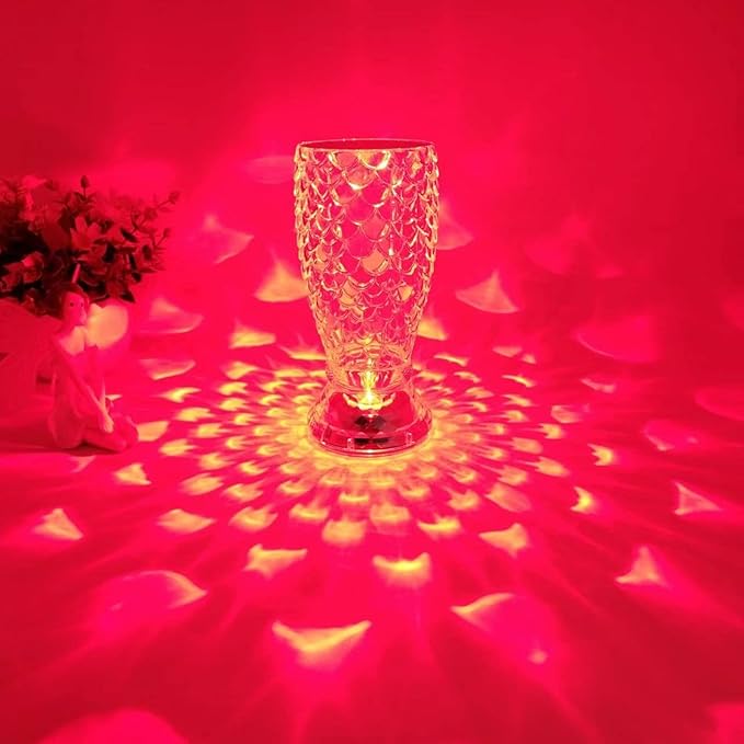 MIFXIN Crystal Table Lamp RGB 16 Colors Changing Remote Control Touch Diamond Lamp USB Charging Decorative Acrylic Led Bedside Light Desk Lamp for Bedroom Living Room Kids Room (Fish Scale)