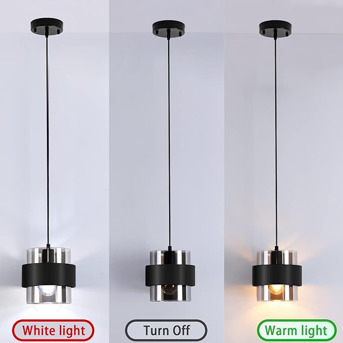 Pendant Lights Kitchen Island Lighting,7 Inch Adjustable Mini Glass Haning Lights for Entrance Aisle Decorative Lighting Fixture for Dining and Bar Table (Matte Black)