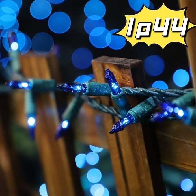 LAMPHOME Blue Christmas Lights Decoration 300Lights 63.8ft(2pk of 150L) UL Certified Mini Bulb String Lights Set Hanukkah Traditional Light for Outdoor Christmas Tree Garden Holiday Party Patio Decor