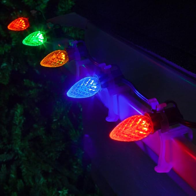 50 ft C7 OptiCore LED Multicolor Outdoor Christmas Lights - Commercial Grade for Party, Patio, Bedroom - Green Wire (50 Lights)