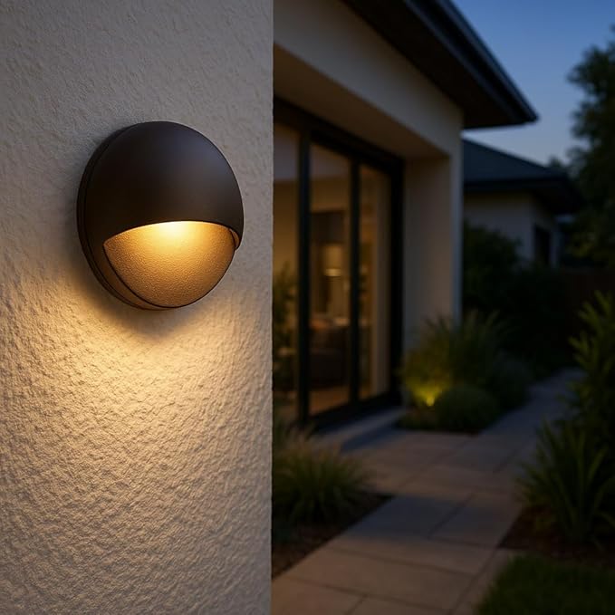 Hinkley Landscape Nuvi Round Low-Voltage Integrated LED Deck Sconce Light, Solid Vinyl Alloy, Dimmable, Mounts Flush on Surface, Safe for Wet Conditions, Black Finish