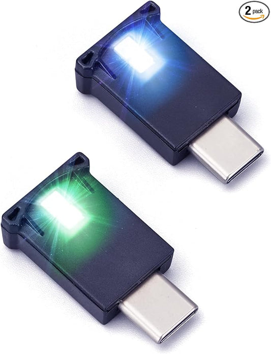 AOZITA Mini USB Type C LED RGB Light Brightness Adjustable 8 Color Changeable for Car, Laptop, Keyboard. Atmosphere Smart Type-C Night Lamp for Home Decoration (Quantity: 2)