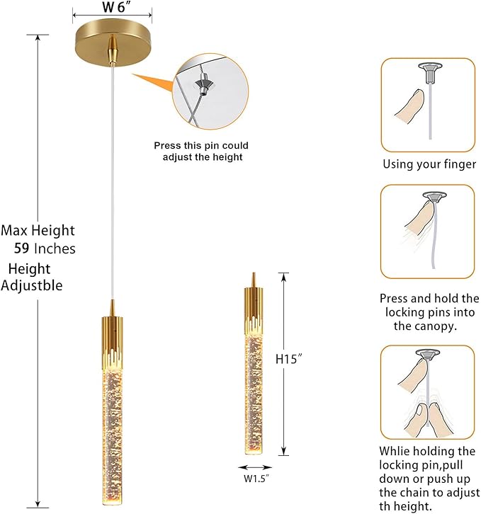 Pendant Lighting for Kitchen Island Gold Mini Chandeliers Ceiling Pendant Light Over Island Sink LED Ceiling Hanging Light for Dinning Room Bedroom (1-Pack