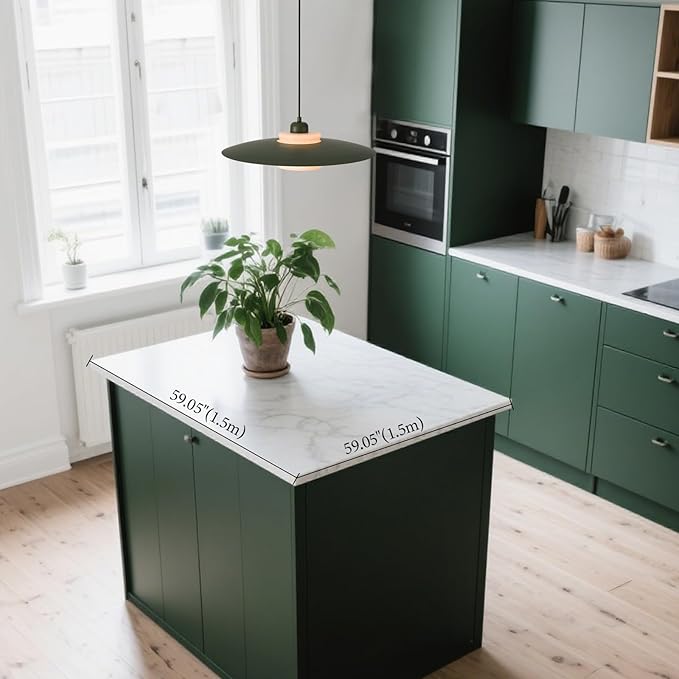 TeHenoo Mid Century Pendant Lights,Deep Green Shade,Milk White Glass,Adjustable Modern Large Pendant Lighting for Kitchen,Dining Room,Living Room
