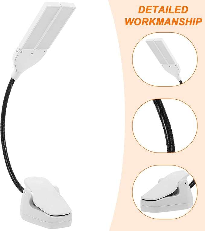 LED Rechargeable Clip-on Music Stand Light for Piano with Flexible Neck, Dimmable LED Lamp for Upright Piano and Book Reading, Portable Eye-Caring Desk Light for Random Color