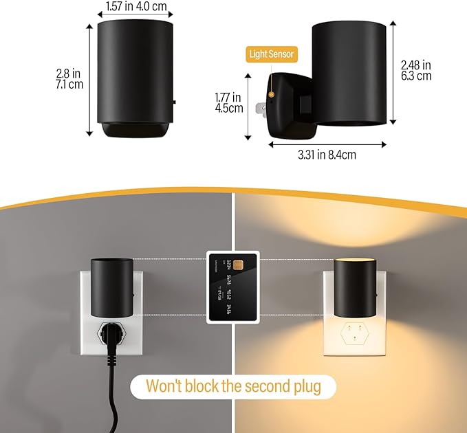 ETL Night Lights Plug into Wall 4 Pack,Plug in Nightlight,2700K Brightness Adjustable Night Light,Warm White,Dusk to Dawn Sensor, Nightlights for Bedroom, Bathroom, Hallway