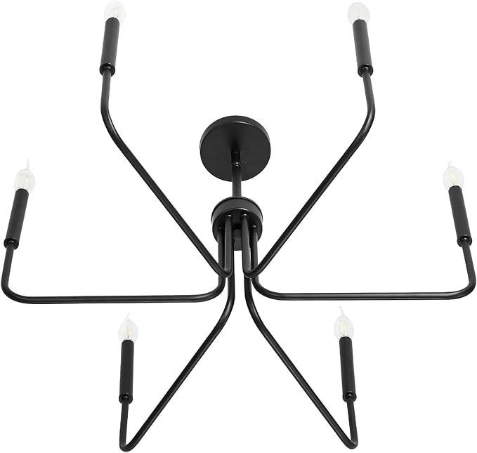 VEVOR 6-Light Chandelier, Metal Farmhouse Chandelier, Adjustable Height, Dining Room Hanging Light Fixture for Ceilings, Modern Chandelier for Bedroom, Foyer, Hall, Kitchen, Living Room and Entryway