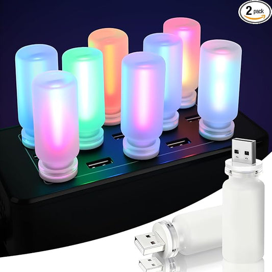 Kairiyard 2 PCS USB Interior Car Lights, Touch Control 7 Color 13 Modes Plug-in Retro LED Ambient Dynamic Night Lights for Car Camping Holiday Decoration Bedroom (Multicolor)