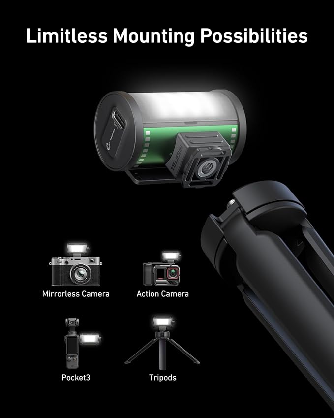 TELESIN Magnetic Bi-Color LED Video Light | Cold Shoe Mount for DSLR Photography Attachment | Rechargeable Camera Light | CRI 95+& 2700-7500K | Camera photography lighting For Vlogging Content Creator
