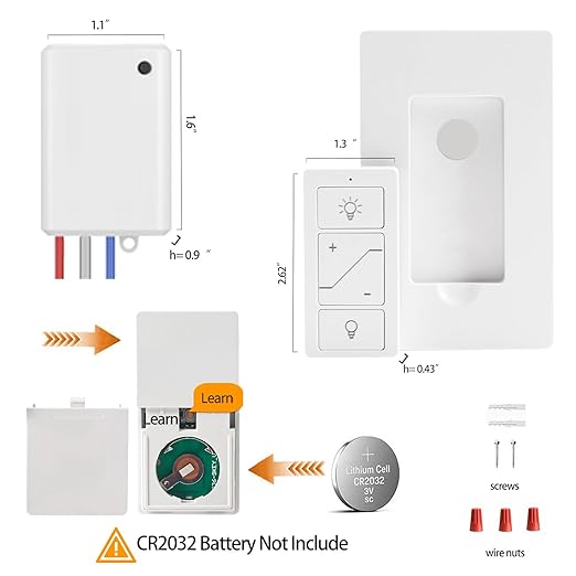 Wireless Dimmer Light Switch and Receiver Compatible With Alexa - Smart Wall Switch for Ceiling Lights, Fans, Lamps