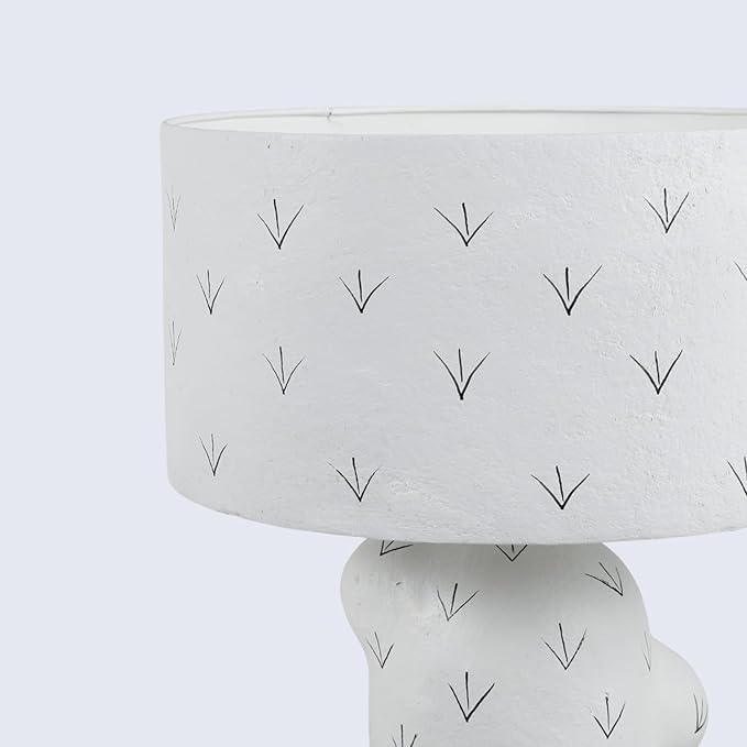 Handicrafts Home Handcrafted Paper Mache Table Lamp, 13.5x20” Modern Farmhouse Accent Table Lamp, Decorative Dome Bedside Nightstand Lamp for Bedroom Living Room, Small Sculptural Desk Light, Chevron