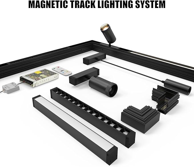 Grille Spotlight Magnetic Track Head, 24V 15W Dimmable LED Lamp for Track Lighting with APP & Remote Control, Adjustable Brightness & Color Temperature (3000K-6000K), LED Ceiling Lighting