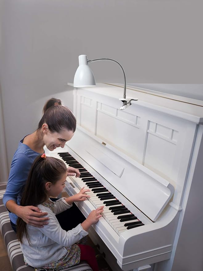 Desk lamp Eye-Caring Table Lamps, 360°Rotation Gooseneck Clip on Lamp Reading Light Portable Reading Book Light Clamp Study Desk Lamps for Bedroom and Office Home Lighting (White)