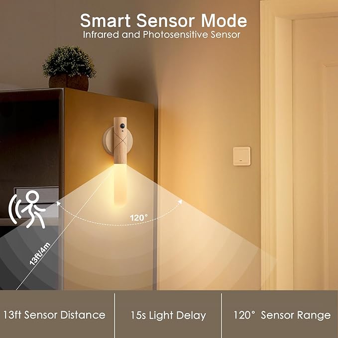 Battery Operated Wall Sconce Set of Two, Motion Sensor Night Light Magnet Body Rechargeable Battery Operated Wall Lights, Peel and Stick Sconce Lights for Bedside Stair