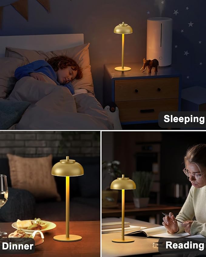 4 Pack Gold Led Cordless Table Lamps Rechargeable,Cordless Touch Lamp Battery Operated-Waterproof-for Outdoor Patio/Restaurants/Home/Dinner