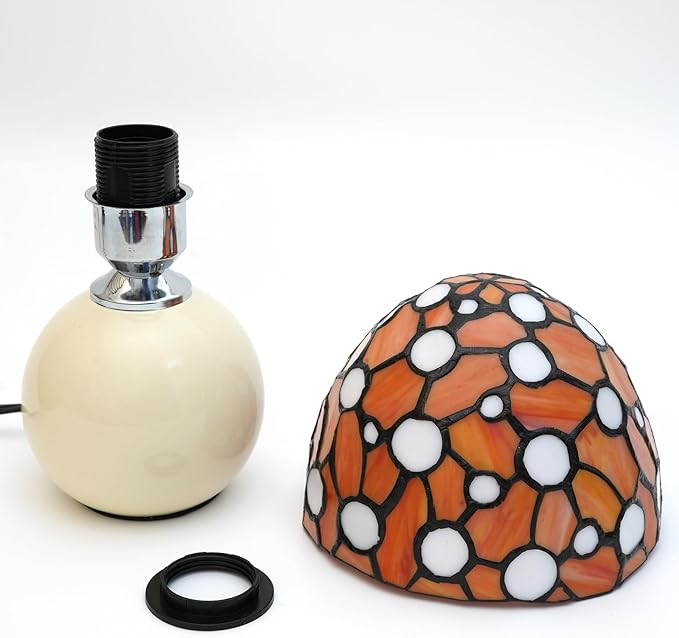 Orange Mushroom Lamp Bedroom Bedside retro Decor Art Nightstand unique Led Small Night Light Unique Esthetic Cute Kids Girls Vintage Home Ceramic Desk Tiffany Style Stained Glass Table Lamps