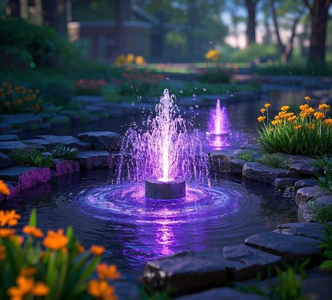 Pond Lights Colored with Timer, Submersible Fountain Light, RGB Underwater Dimmable Memory IP68 Waterproof Outdoor Spot Lights with Spiked Stand for Pond Fountain Waterfall Landscape(Set of 6)