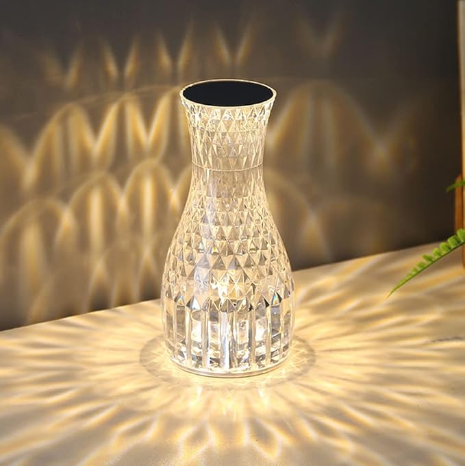 Crystal Lamp, Crystal Table Lamp Rose Crystal Lamp USB Diamond Table Lamp 16 Color Changing Touch Crystal Lamp (H)